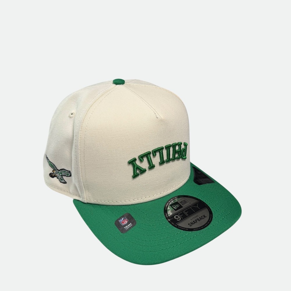 New Era Philadelphia Eagles Hat Mens OSFA Cream Green Philly Snapback Cap NWT